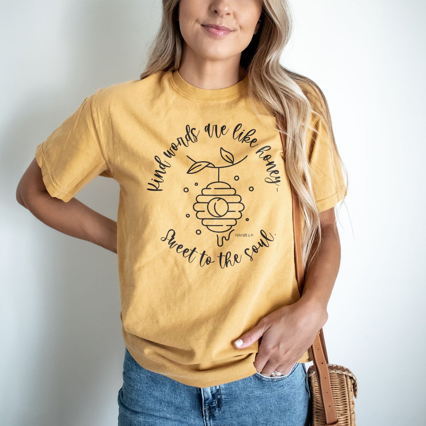 Kind words are like honey sweet to the soul Proverbs 16:24 Tee Shirts For Women - Christian Shirts for Women 