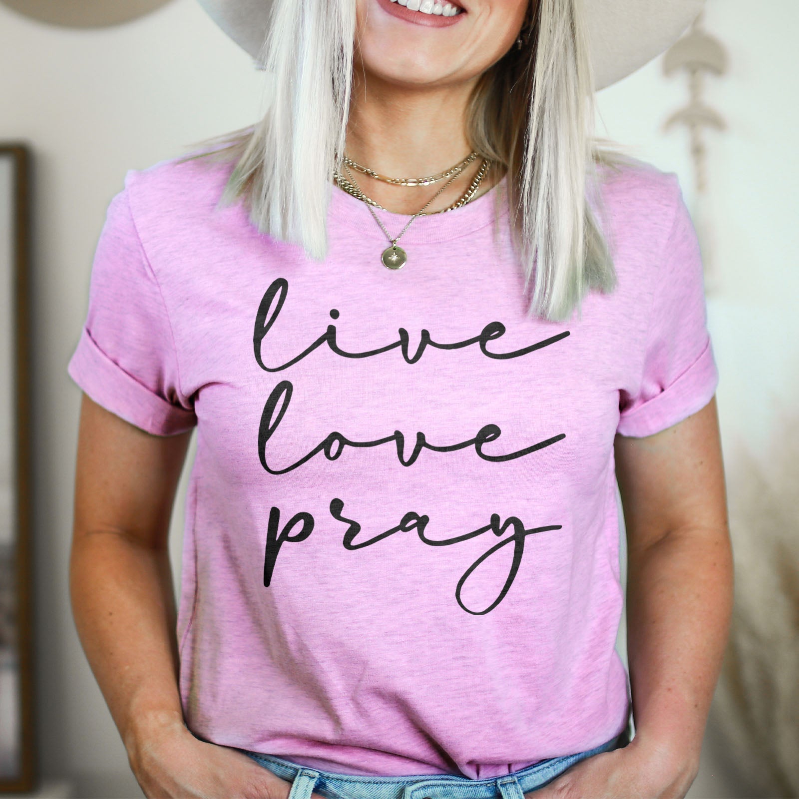 Live Love Pray Tee Shirts For Women - Christian Shirts for Women - Religious Tee Shirts