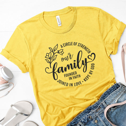 Our Family A Circle of Strength Tee Shirts For Women - Christian Shirts for Women - Religious Tee Shirts