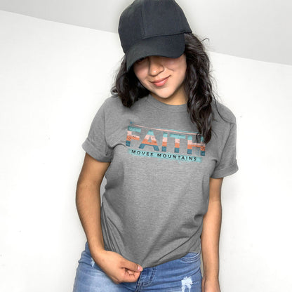Retro Faith Moves Mountains Tee Shirts For Women - Christian Shirts for Women - Religious Tee Shirts