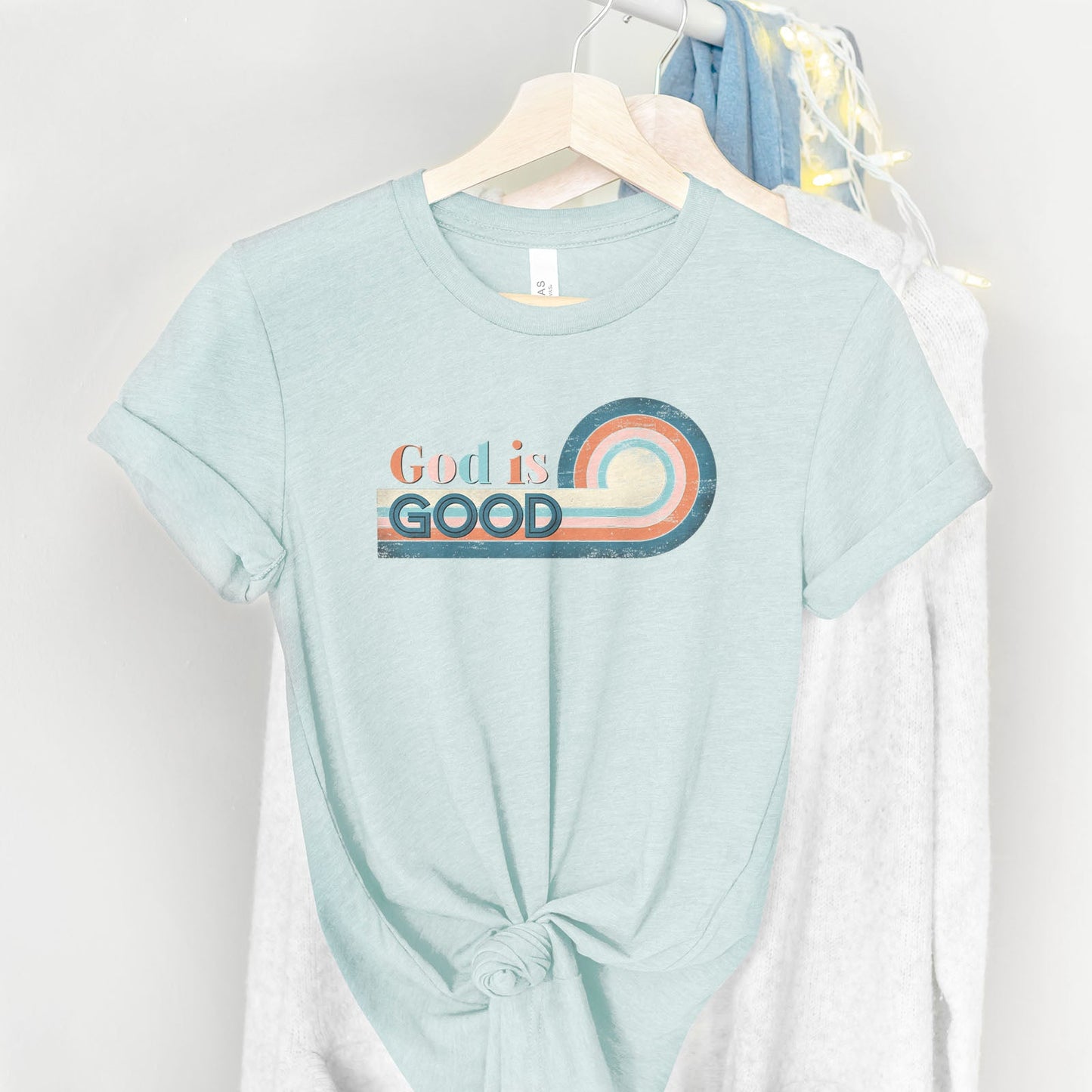 Retro God is Good Tee Shirts For Women - Christian Shirts for Women - Religious Tee Shirts