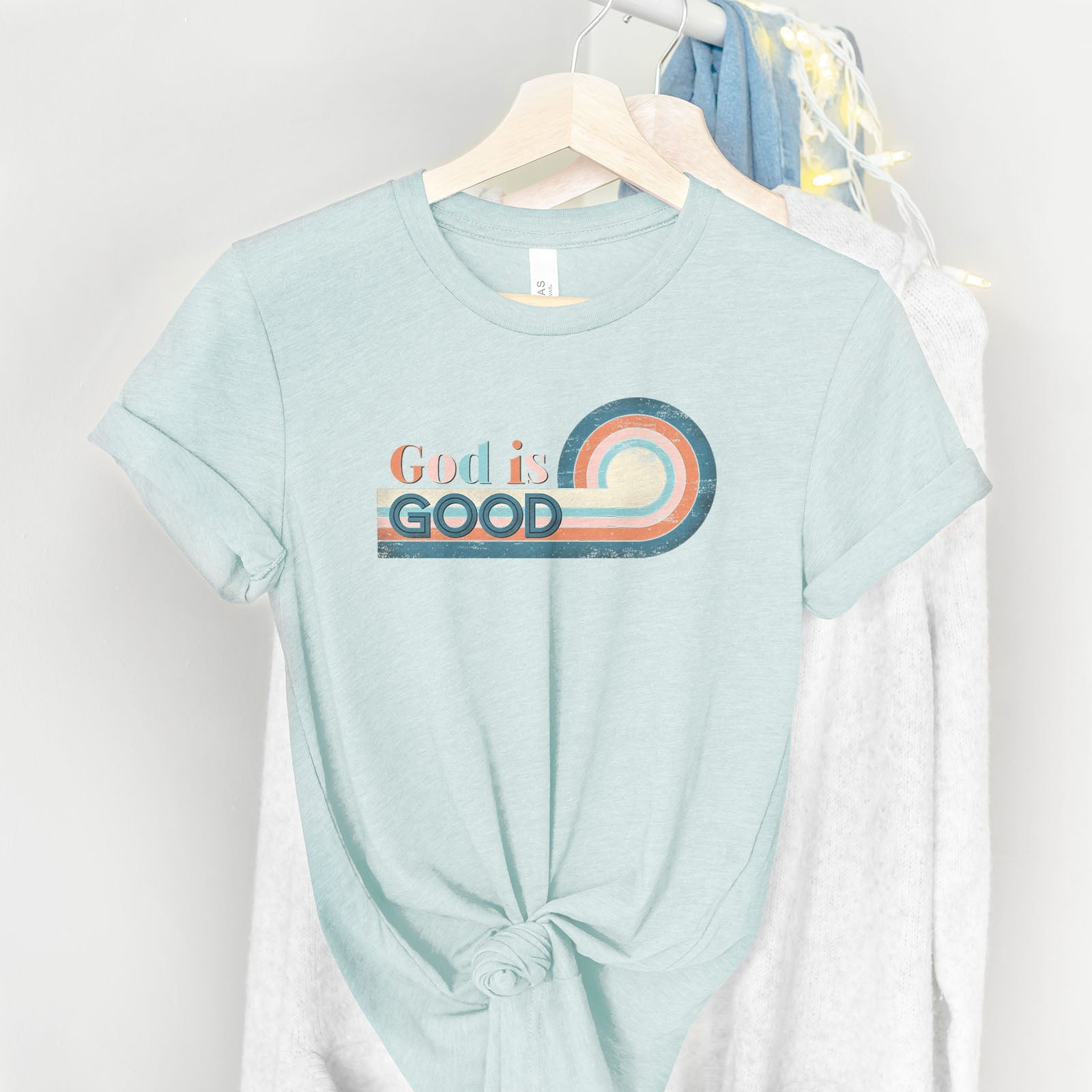 Retro God is Good Tee Shirts For Women - Christian Shirts for Women - Religious Tee Shirts