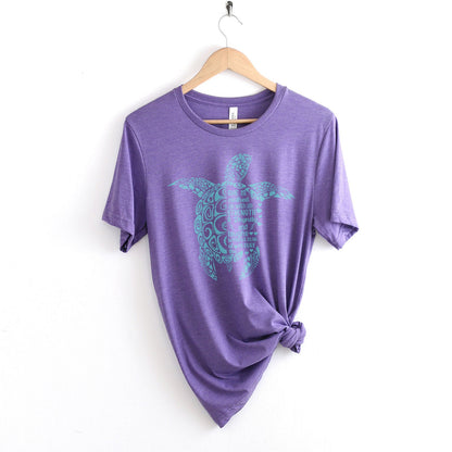 She is Clothed in Strength And Dignity Sea Turtle Blue Tee Shirts For Women - Christian Shirts for Women - Religious Tee Shirts