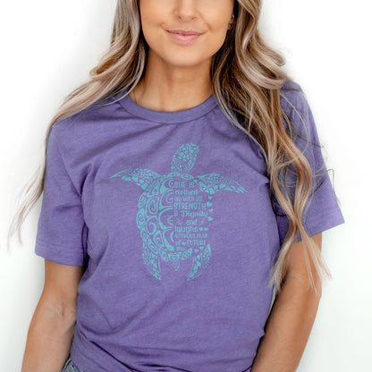 She is Clothed in Strength And Dignity Sea Turtle Blue Tee Shirts For Women - Christian Shirts for Women - Religious Tee Shirts