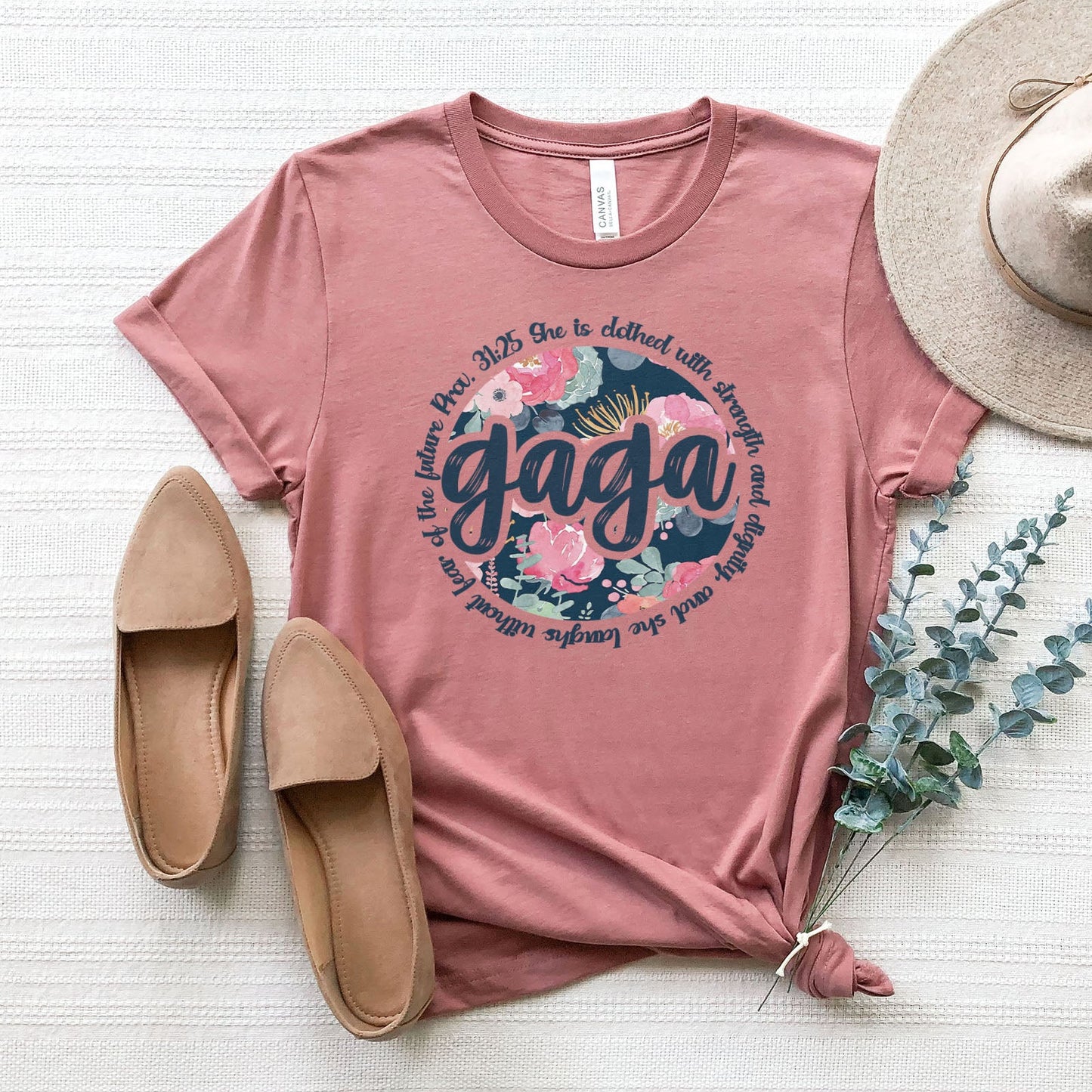 She is Clothed With Strength Gaga Tee Shirts For Women - Christian Shirts for Women - Religious Tee Shirts