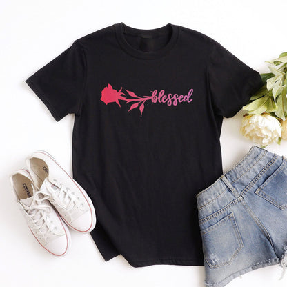 Blessed Rose Tee Shirts For Women - Christian Shirts for Women - Religious Tee Shirts