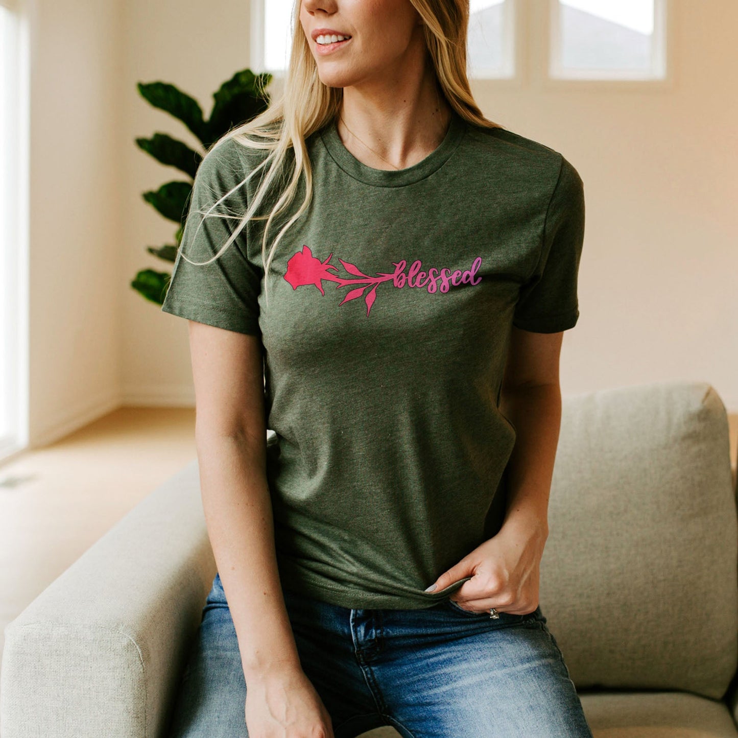 Blessed Rose Tee Shirts For Women - Christian Shirts for Women - Religious Tee Shirts