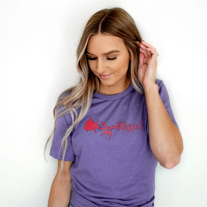 Blessed Rose Tee Shirts For Women - Christian Shirts for Women - Religious Tee Shirts