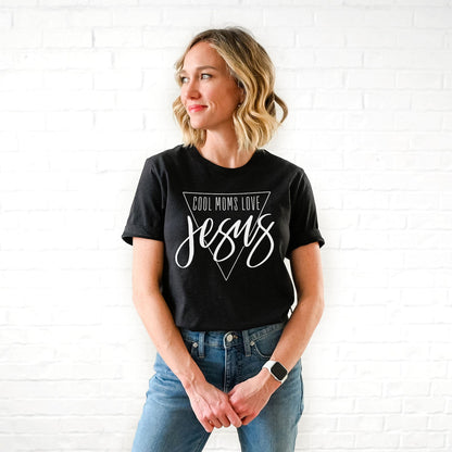 Cool Moms Love Jesus Triangle Tee Shirts For Women - Christian Shirts for Women - Religious Tee Shirts
