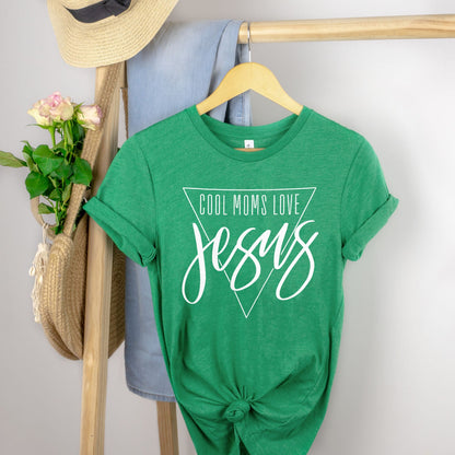Cool Moms Love Jesus Triangle Tee Shirts For Women - Christian Shirts for Women - Religious Tee Shirts