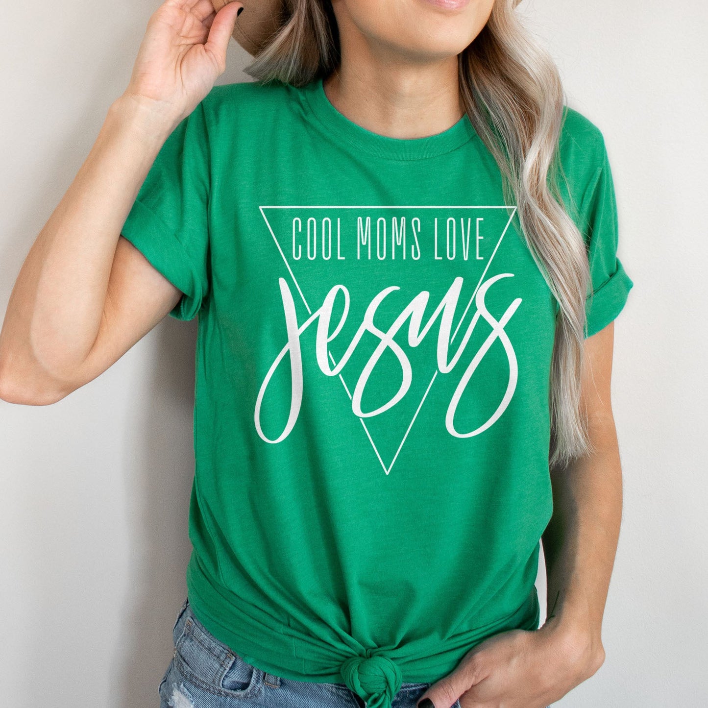 Cool Moms Love Jesus Triangle Tee Shirts For Women - Christian Shirts for Women - Religious Tee Shirts