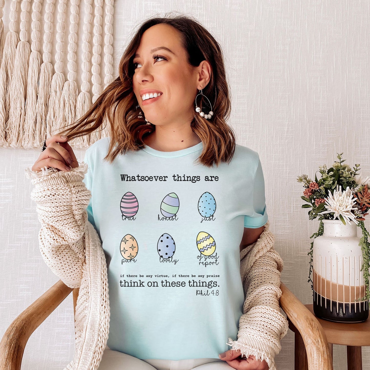 Easter Eggs Bible Verses Tee Shirts For Women - Christian Easter T Shirts
