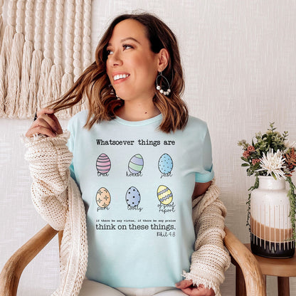 Easter Eggs Bible Verses Tee Shirts For Women - Christian Easter T Shirts