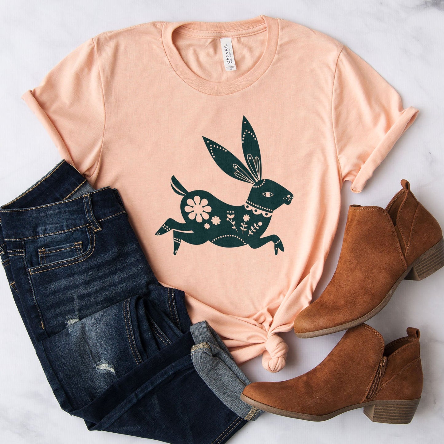 Floral Bunny Tee Shirts For Women - Christian Easter T Shirts