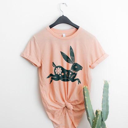 Floral Bunny Tee Shirts For Women - Christian Easter T Shirts