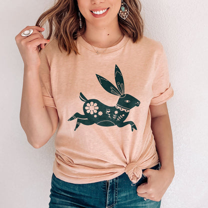 Floral Bunny Tee Shirts For Women - Christian Easter T Shirts