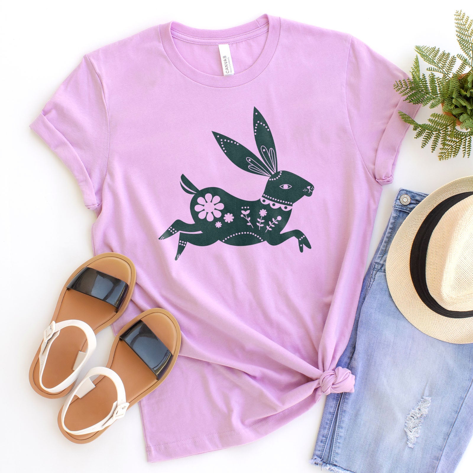 Floral Bunny Tee Shirts For Women - Christian Easter T Shirts