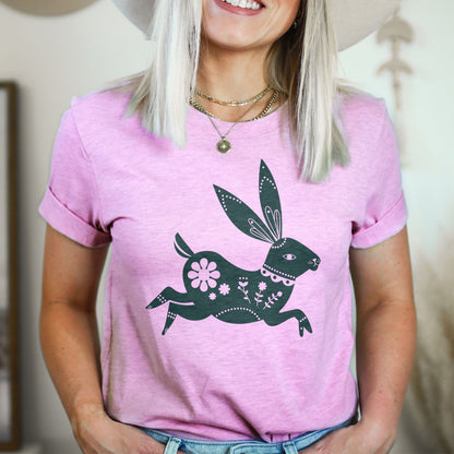 Floral Bunny Tee Shirts For Women - Christian Easter T Shirts