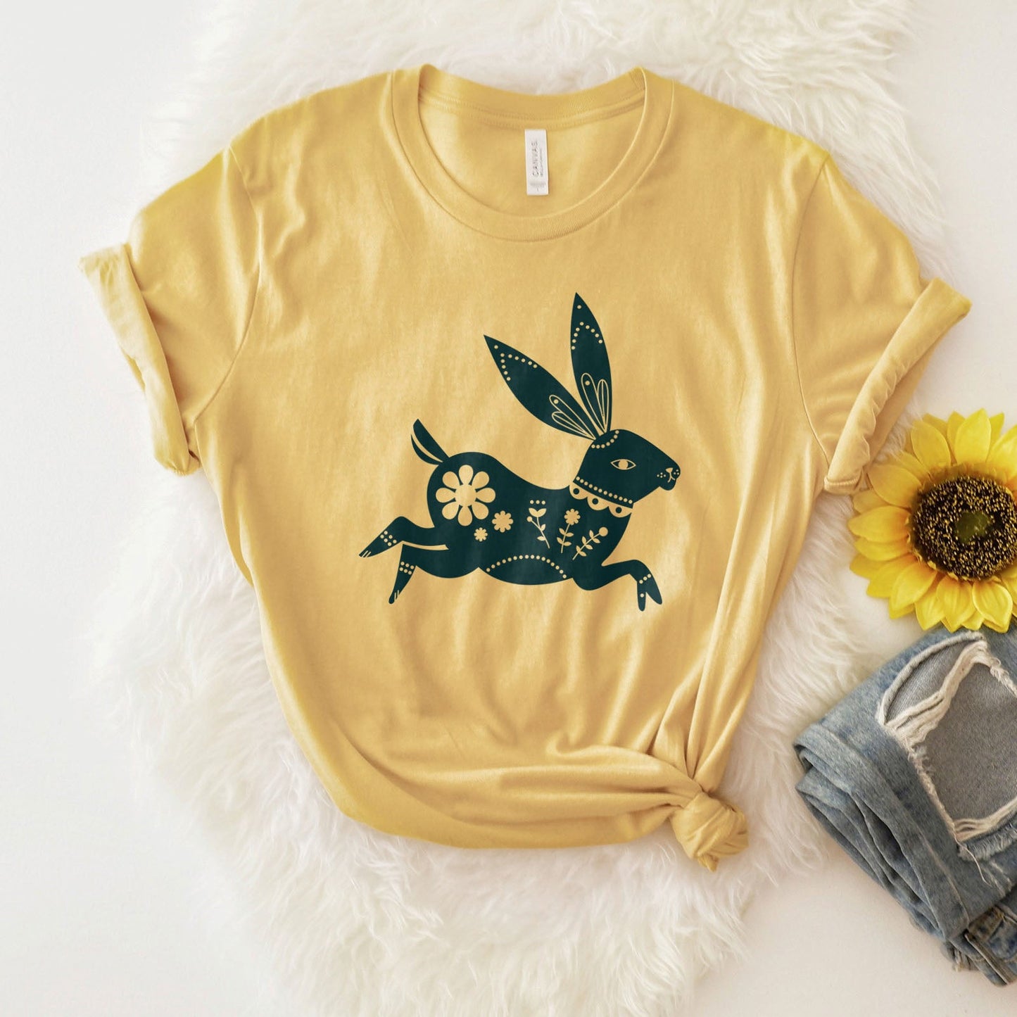 Floral Bunny Tee Shirts For Women - Christian Easter T Shirts