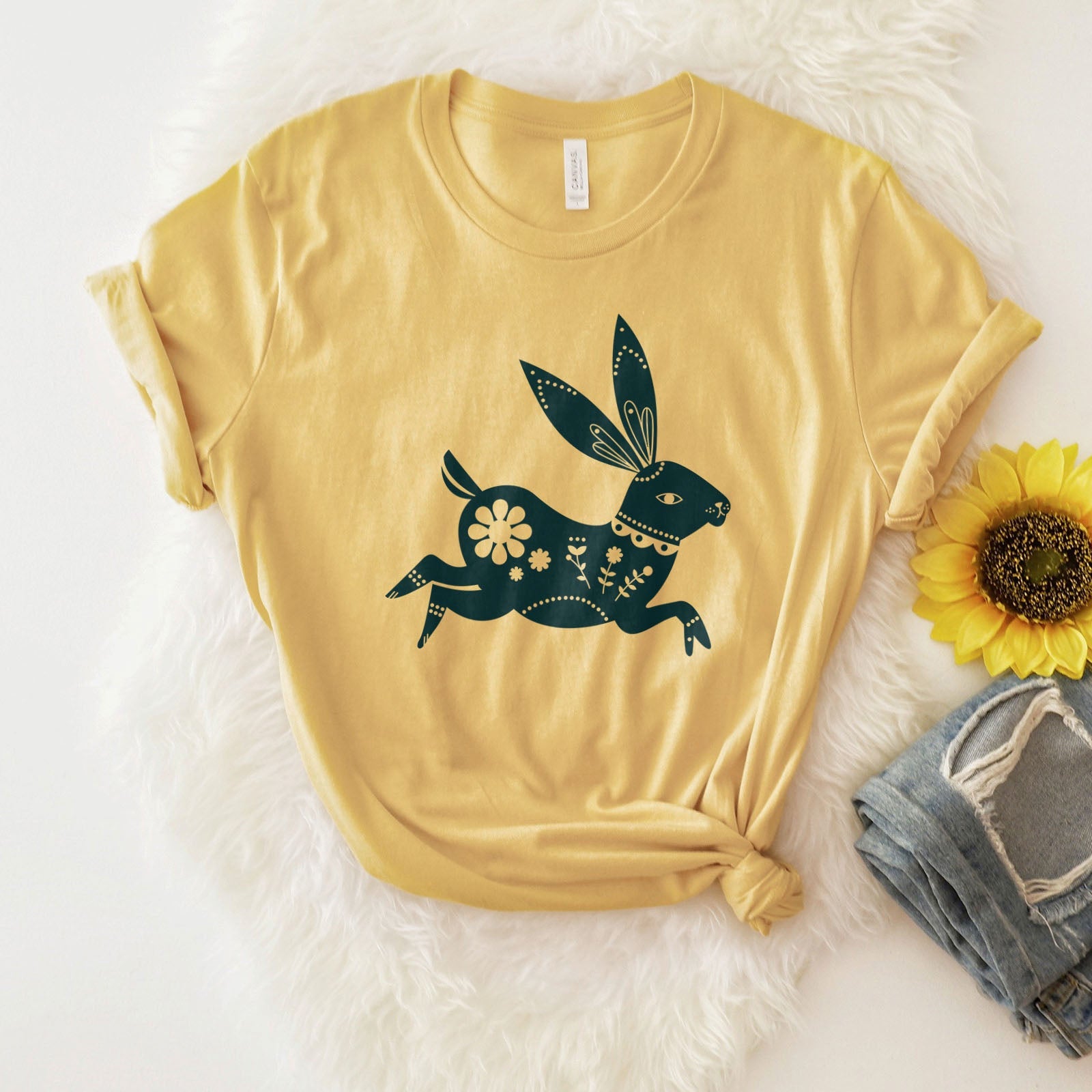 Floral Bunny Tee Shirts For Women - Christian Easter T Shirts