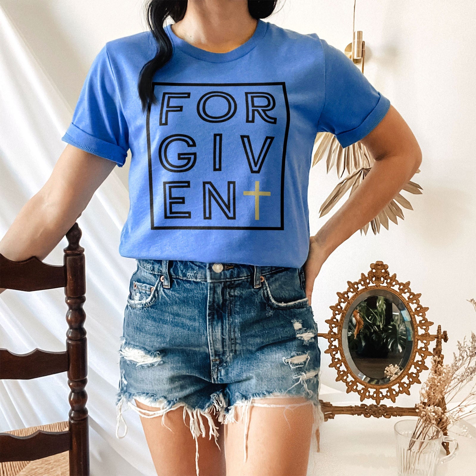 Forgiven Silhouette Tee Shirts For Women - Christian Shirts for Women - Religious Tee Shirts
