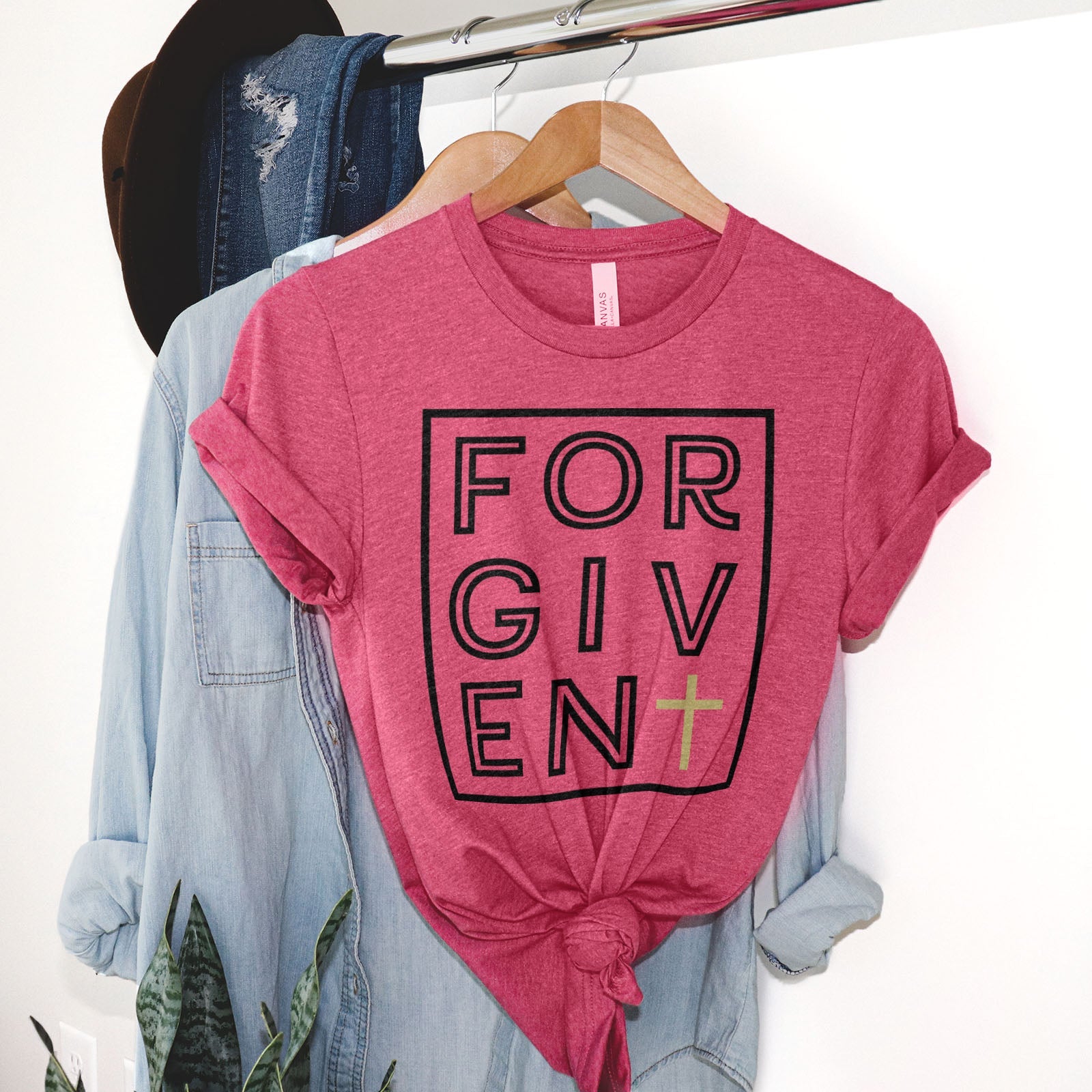 Forgiven Silhouette Tee Shirts For Women - Christian Shirts for Women - Religious Tee Shirts