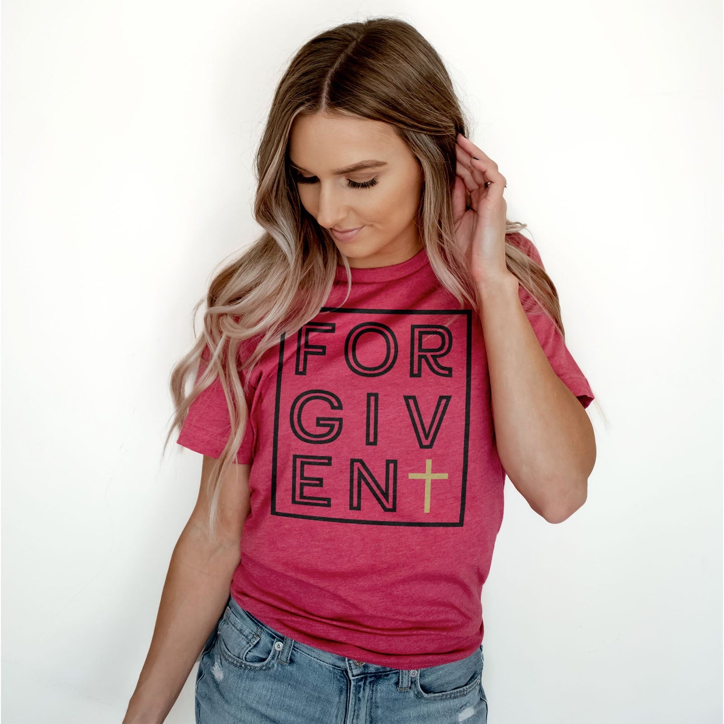 Forgiven Silhouette Tee Shirts For Women - Christian Shirts for Women - Religious Tee Shirts