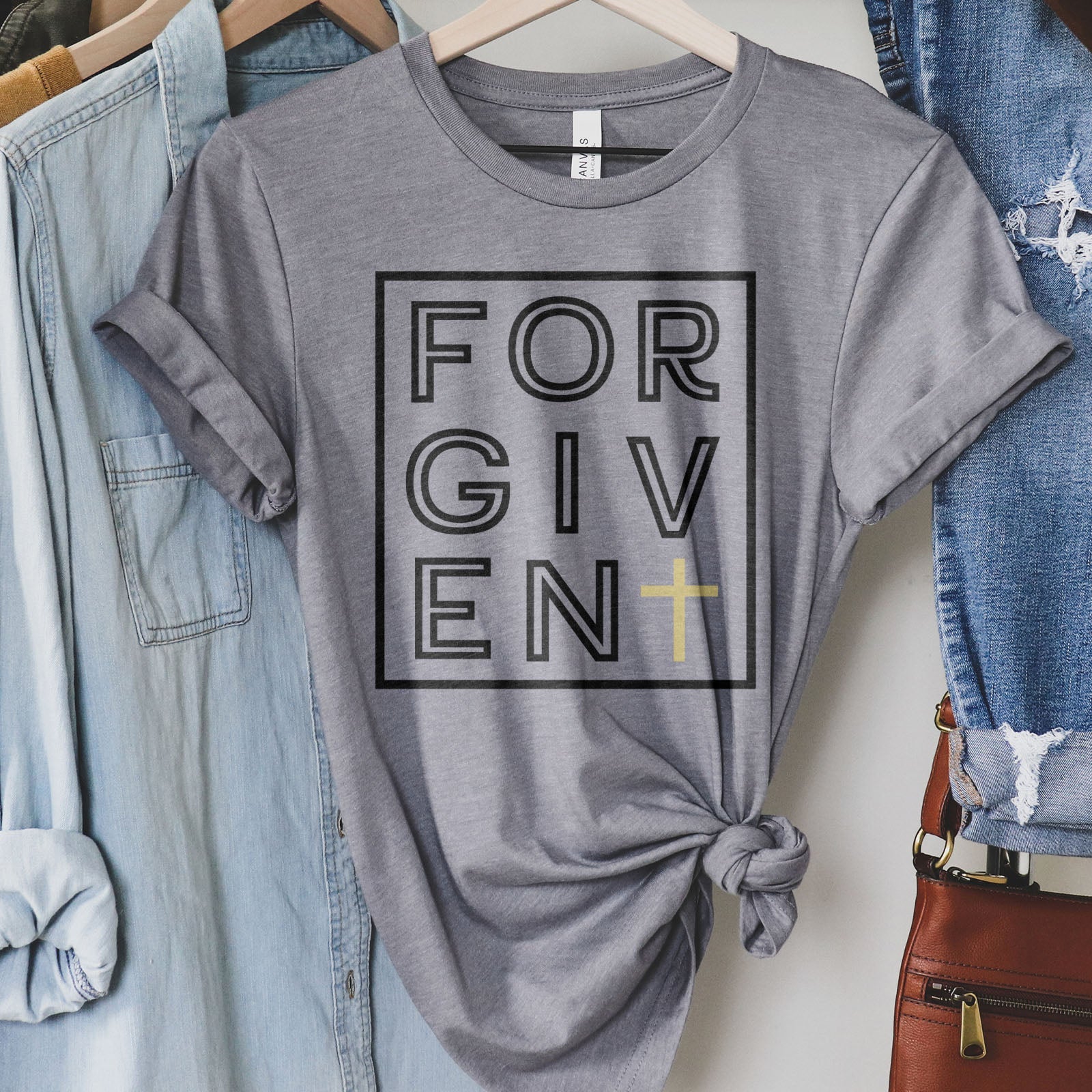 Forgiven Silhouette Tee Shirts For Women - Christian Shirts for Women - Religious Tee Shirts