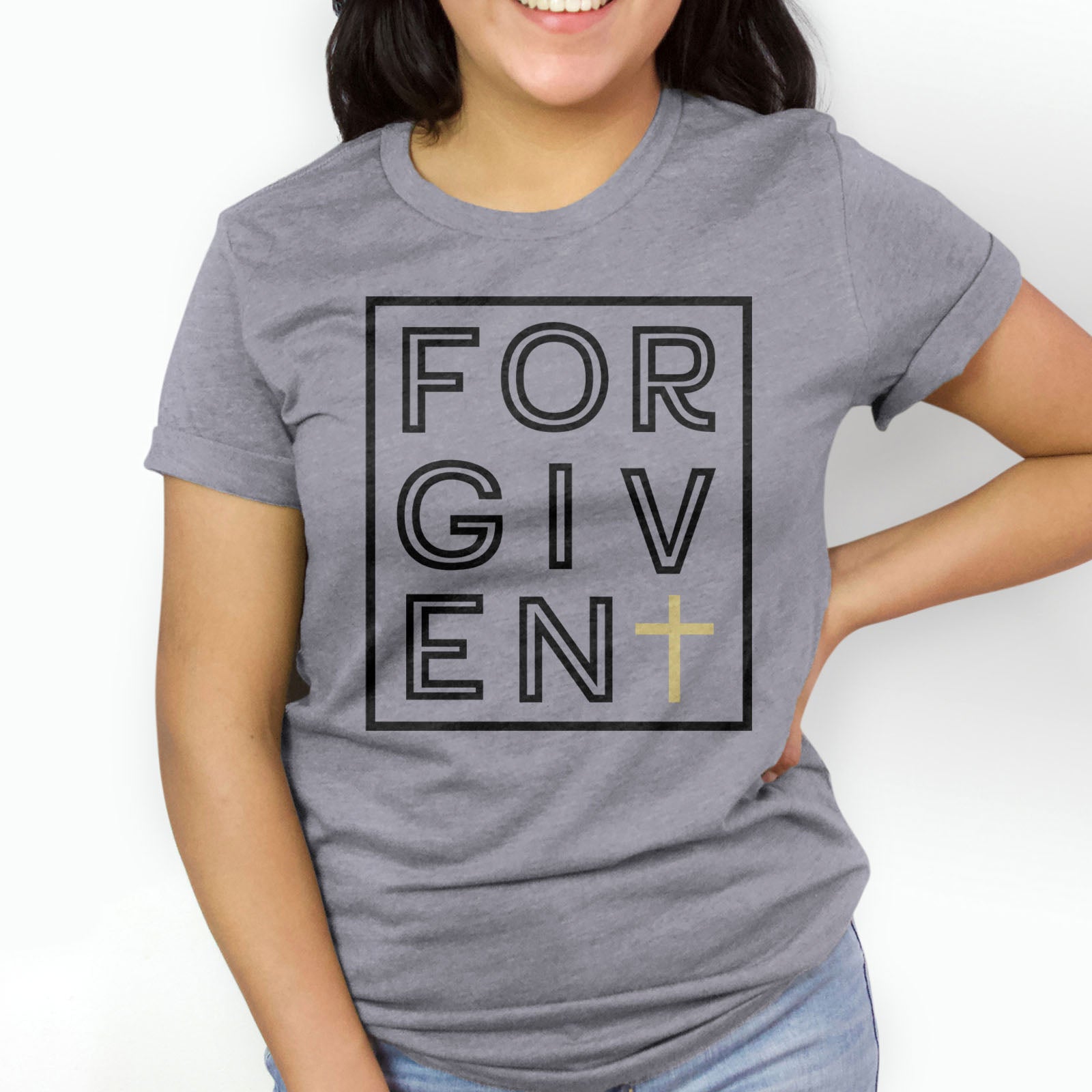 Forgiven Silhouette Tee Shirts For Women - Christian Shirts for Women - Religious Tee Shirts