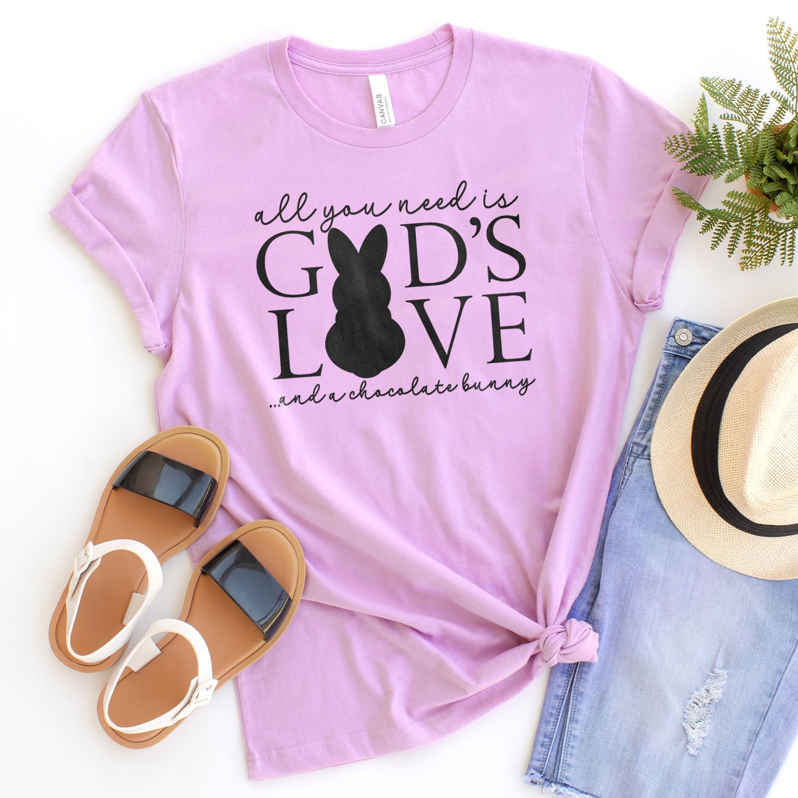 God's Love & Chocolate Bunny Tee Shirts For Women - Christian Easter T Shirts