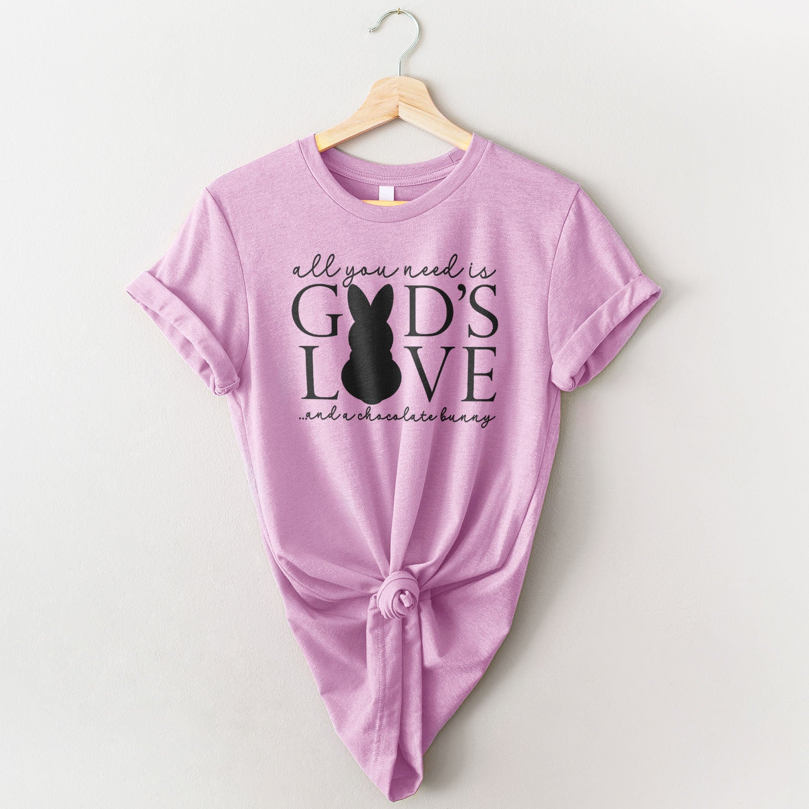 God's Love & Chocolate Bunny Tee Shirts For Women - Christian Easter T Shirts
