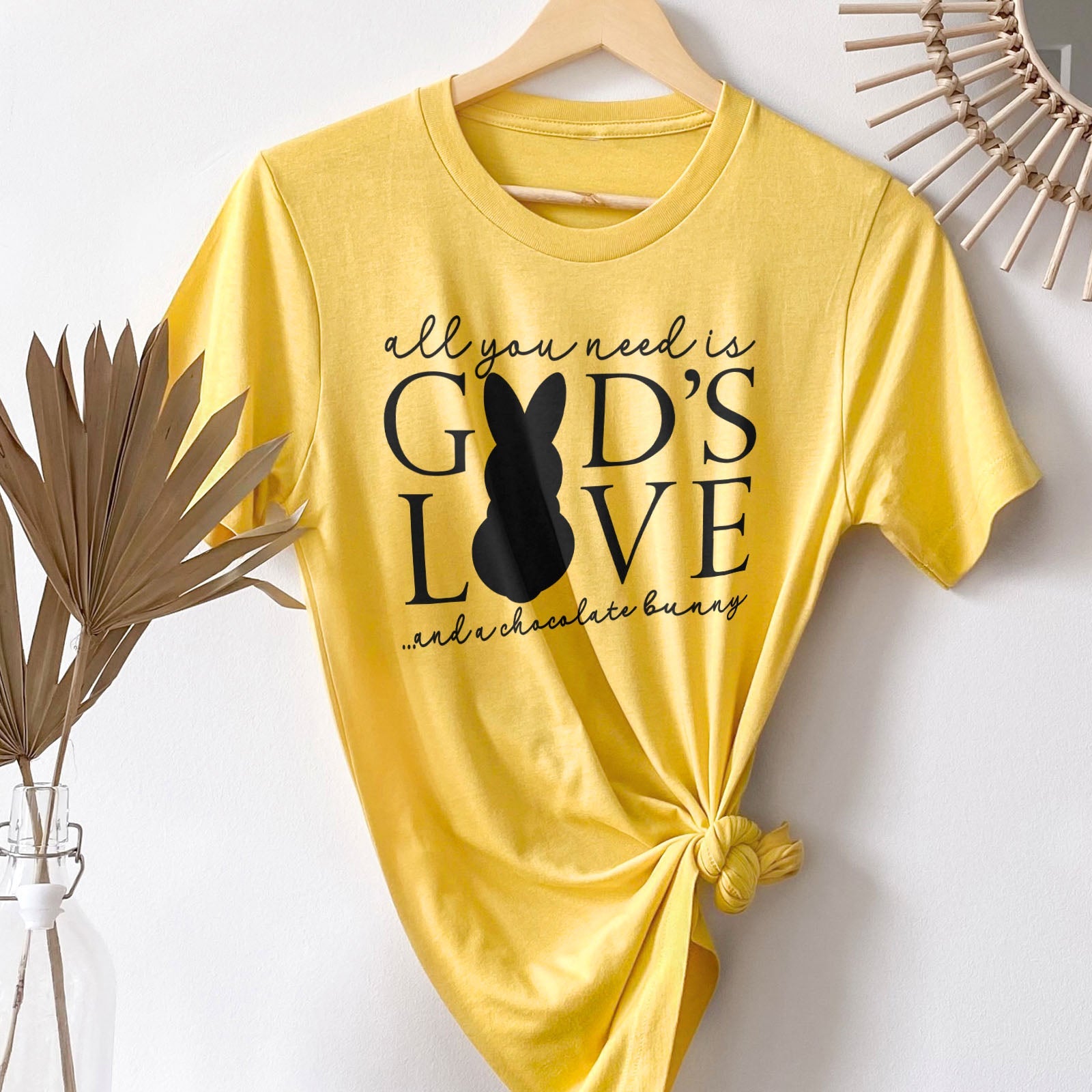 God's Love & Chocolate Bunny Tee Shirts For Women - Christian Easter T Shirts