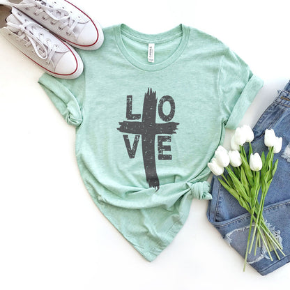 Love Cross Tee Shirts For Women - Christian Shirts for Women - Religious Tee Shirts