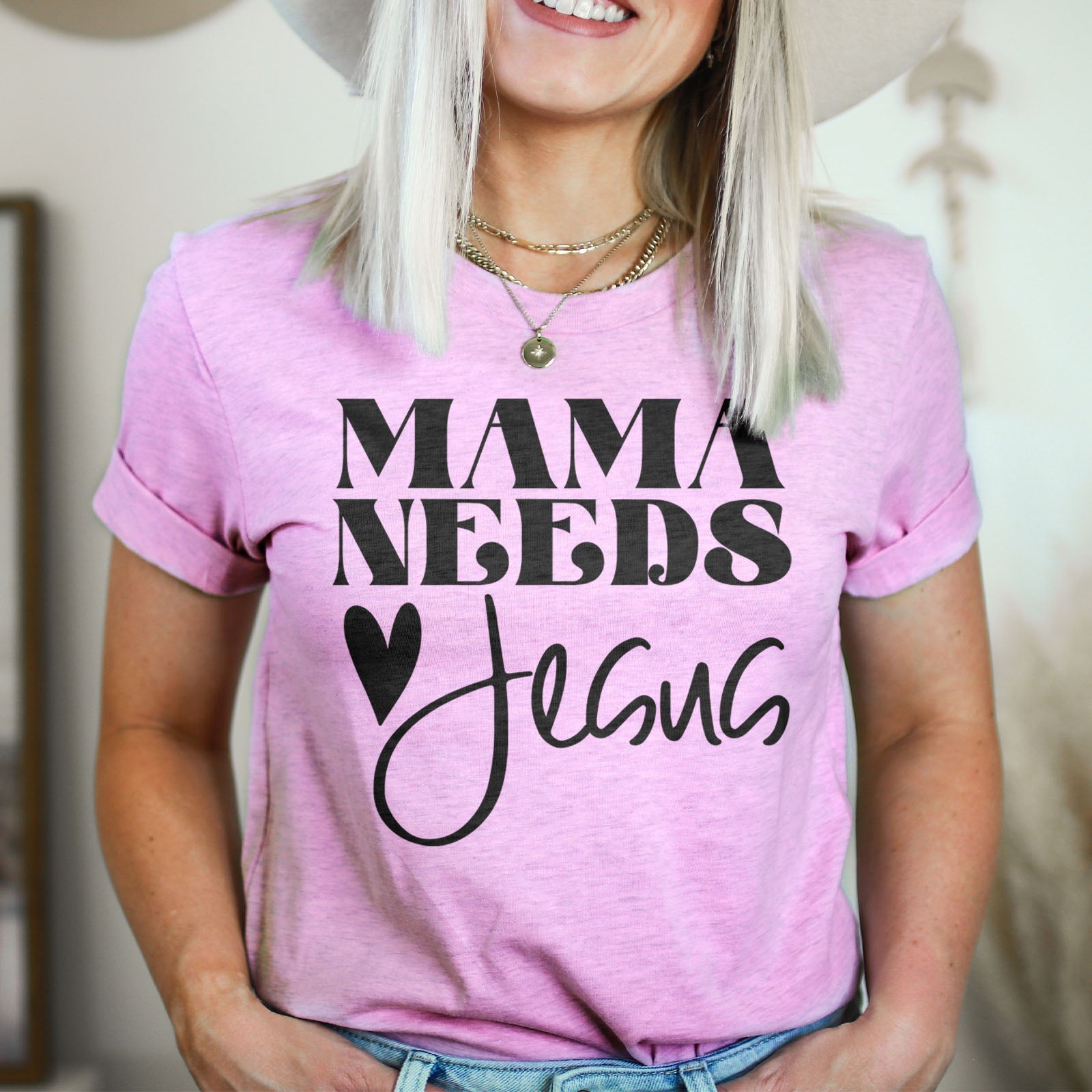 Mama Needs Jesus Tee Shirts For Women - Christian Shirts for Women - Religious Tee Shirts