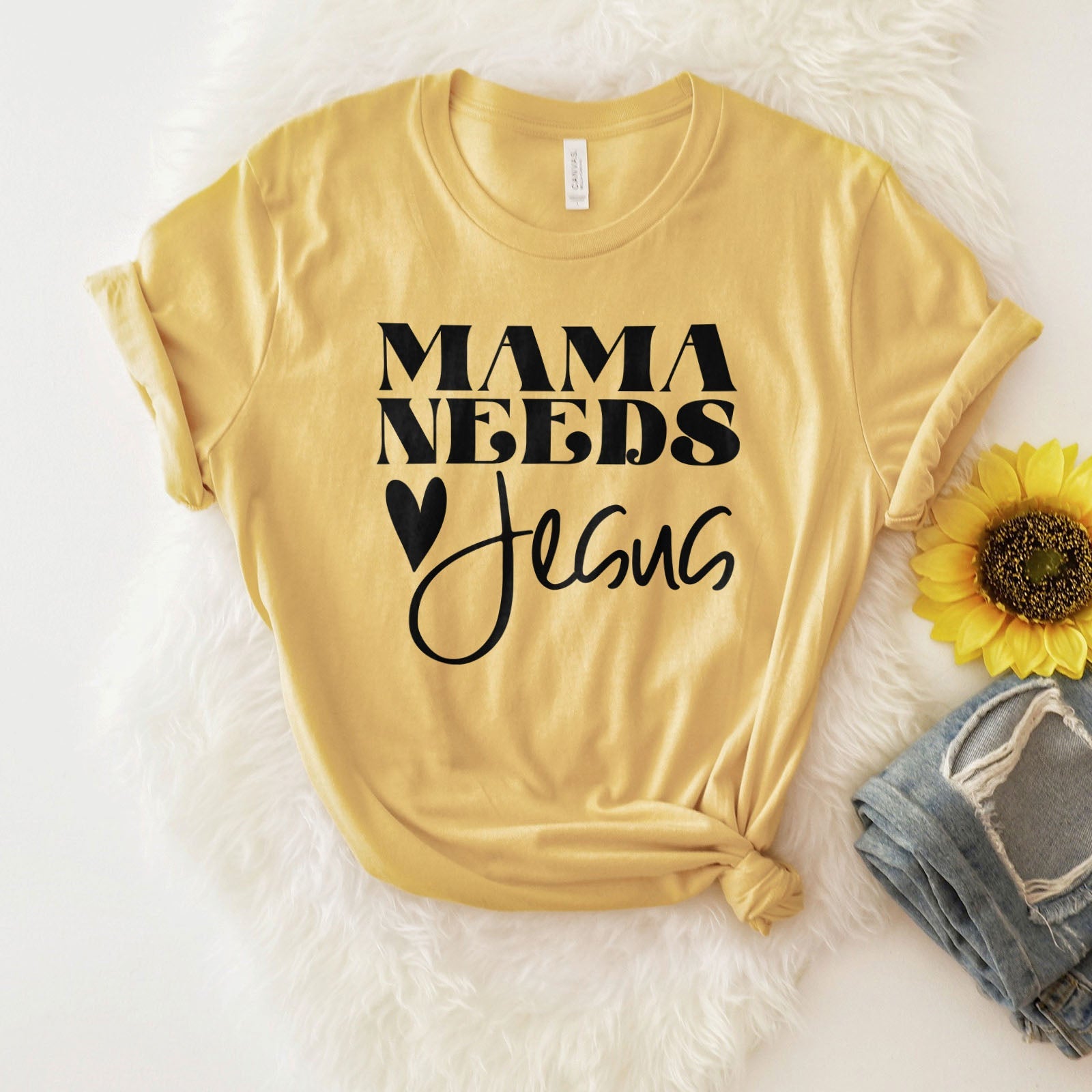 Mama Needs Jesus Tee Shirts For Women - Christian Shirts for Women - Religious Tee Shirts