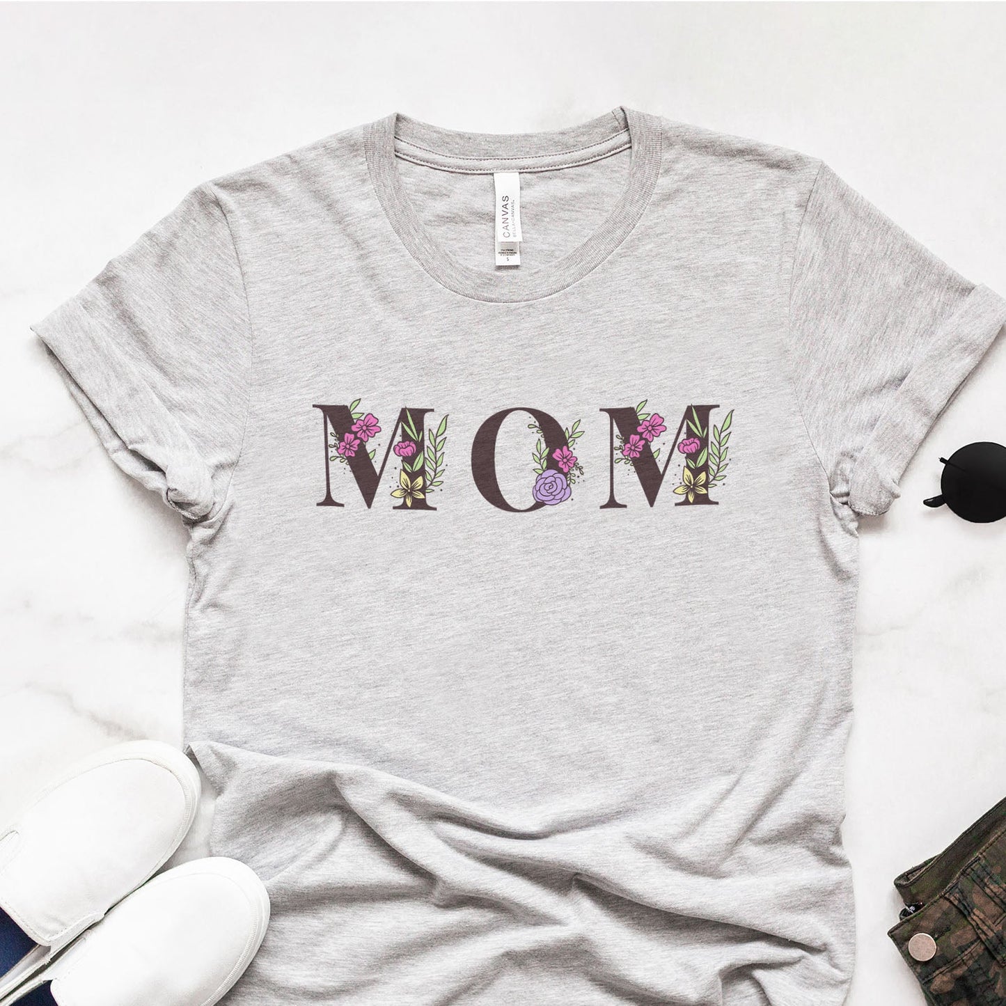 Mom Floral Tee Shirts For Women - Christian Shirts for Women - Religious Tee Shirts