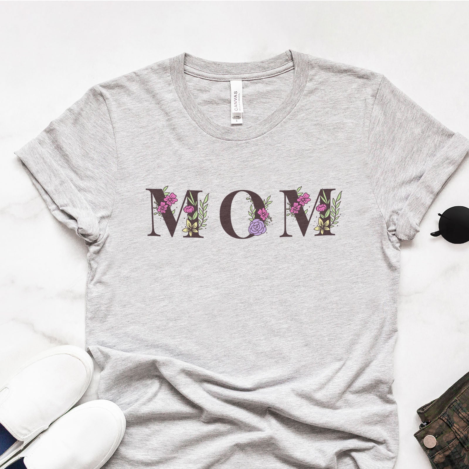Mom Floral Tee Shirts For Women - Christian Shirts for Women - Religious Tee Shirts