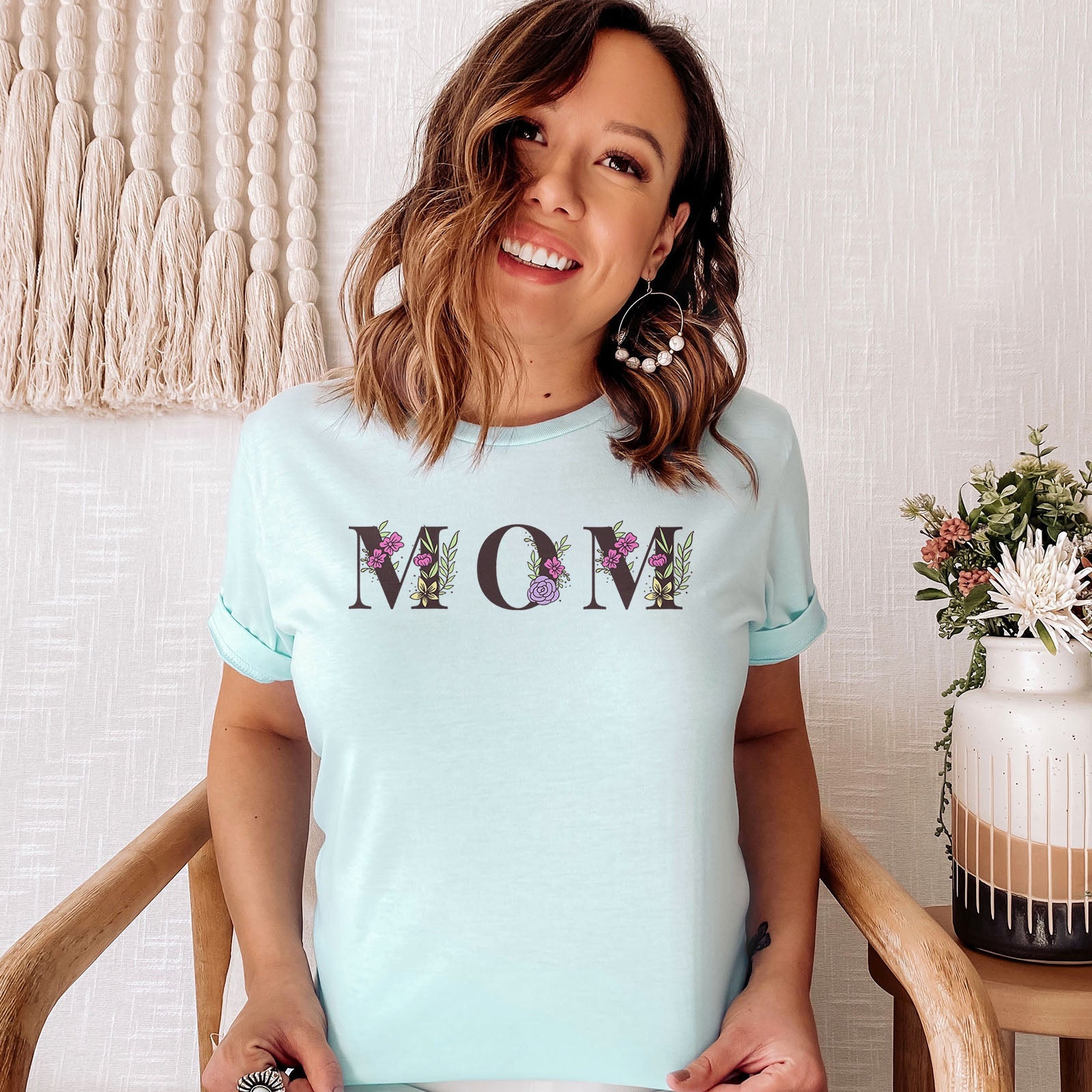 Mom Floral Tee Shirts For Women - Christian Shirts for Women - Religious Tee Shirts