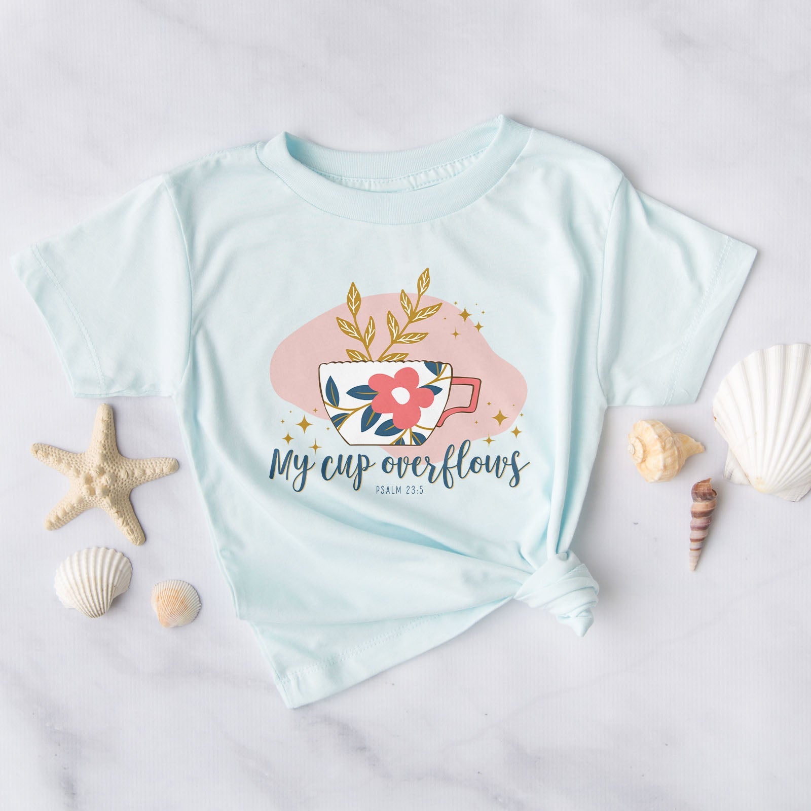 My Cup Overflows Psalm 23:5 Tee Shirts For Women - Christian Shirts for Women - Religious Tee Shirts