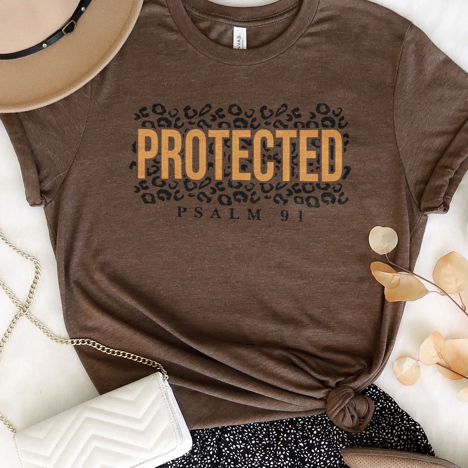 Protected Leopard Psalm 91 Tee Shirts For Women - Christian Shirts for Women - Religious Tee Shirts