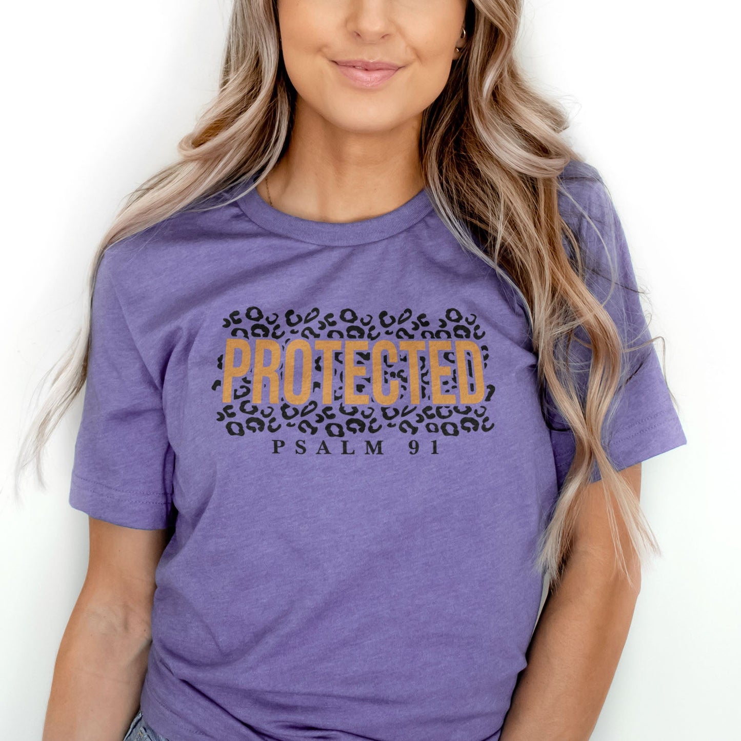 Protected Leopard Psalm 91 Tee Shirts For Women - Christian Shirts for Women - Religious Tee Shirts
