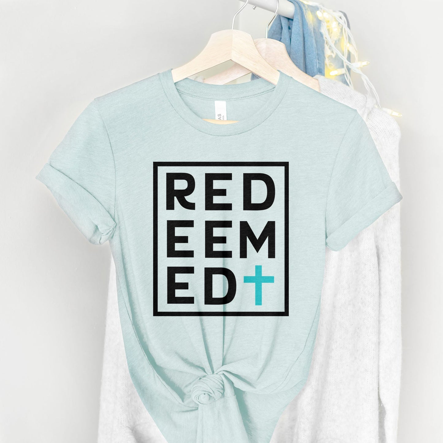 Redeemed Block Tee Shirts For Women - Christian Shirts for Women - Religious Tee Shirts