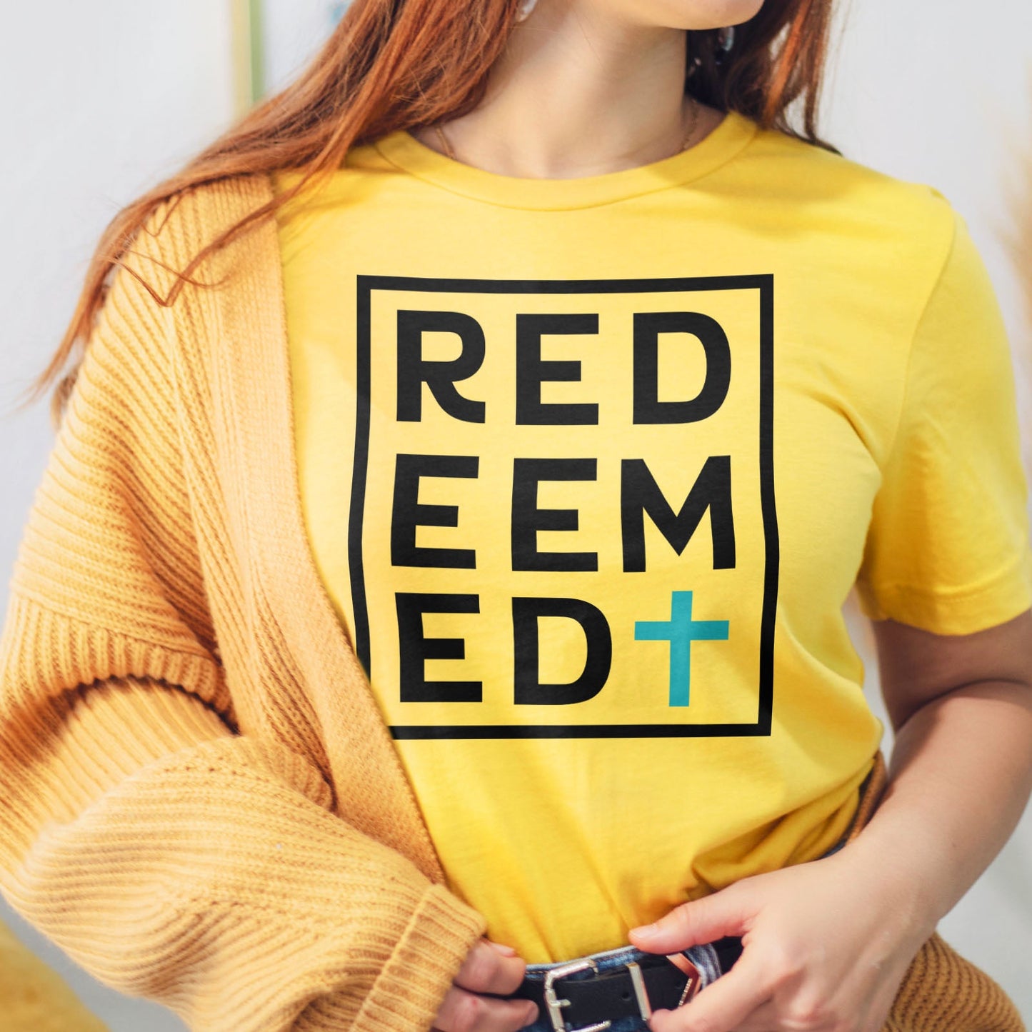 Redeemed Block Tee Shirts For Women - Christian Shirts for Women - Religious Tee Shirts