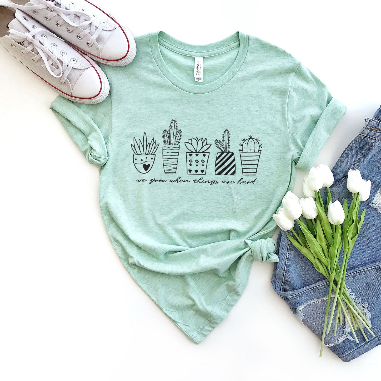 We Grow When Things Are Hard Tee Shirts For Women - Christian Shirts for Women - Religious Tee Shirts