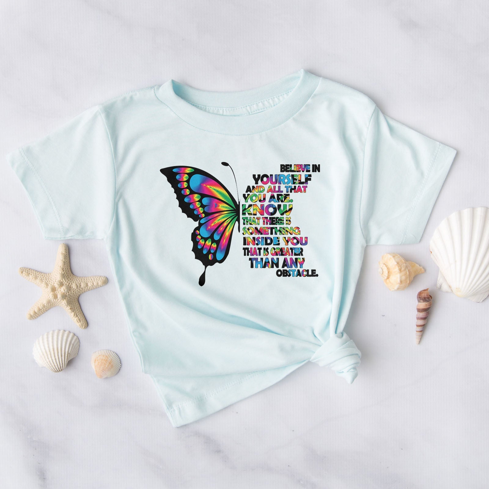 Believe In Yourself Butterfly Tee Shirts For Women - Christian Shirts for Women - Religious Tee Shirts