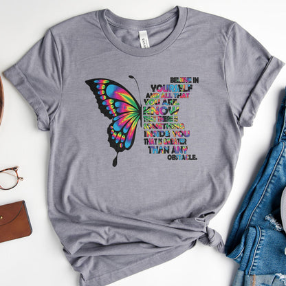 Believe In Yourself Butterfly Tee Shirts For Women - Christian Shirts for Women - Religious Tee Shirts