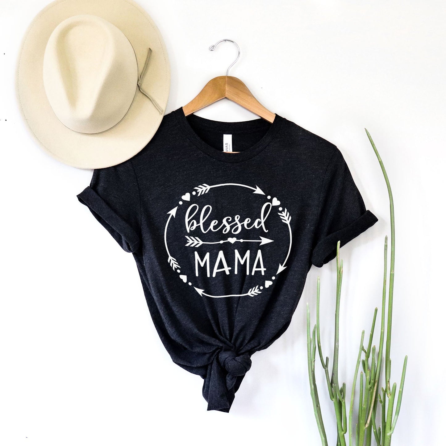 Blessed Mama Round Tee Shirts For Women - Christian Shirts for Women - Religious Tee Shirts
