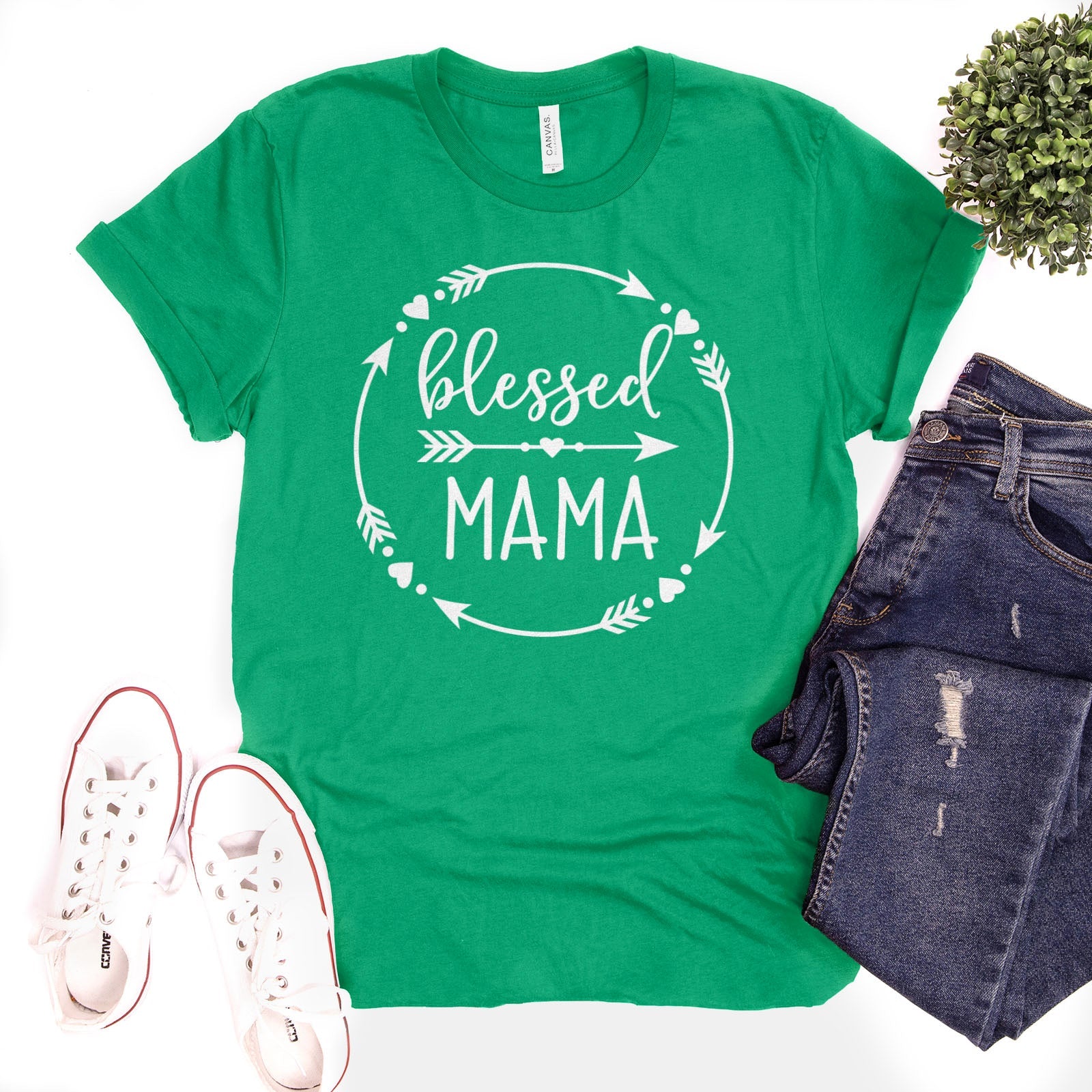 Blessed Mama Round Tee Shirts For Women - Christian Shirts for Women - Religious Tee Shirts