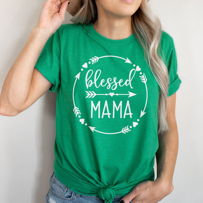 Blessed Mama Round Tee Shirts For Women - Christian Shirts for Women - Religious Tee Shirts