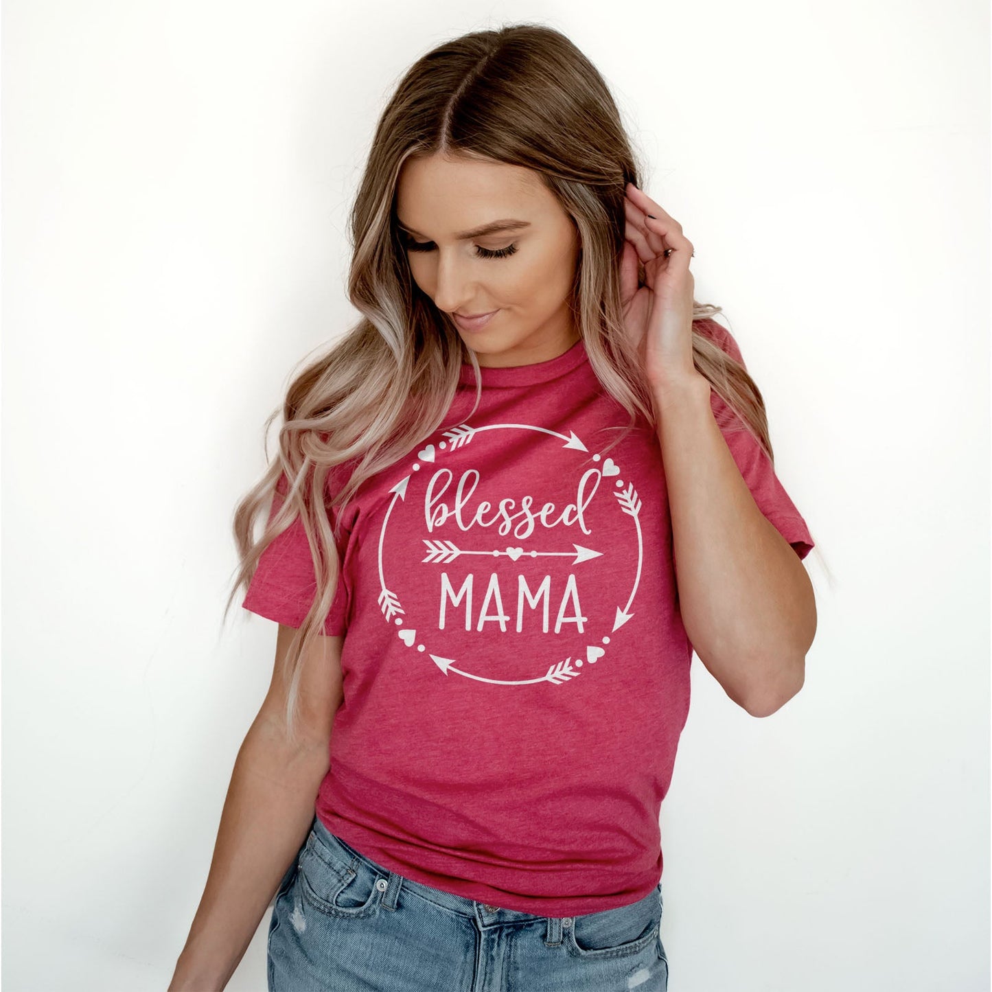 Blessed Mama Round Tee Shirts For Women - Christian Shirts for Women - Religious Tee Shirts